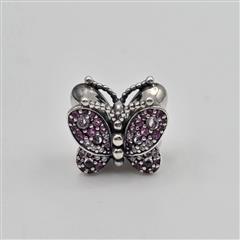 Pandora S925 ALE Sterling Silver Dazzling Pink CZ Butterfly Charm 797882NCCMX